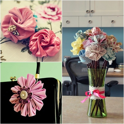 Satin blomster med egne hænder