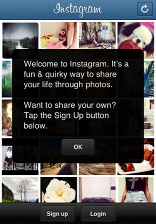 Instruktioner til registrering i Instagram