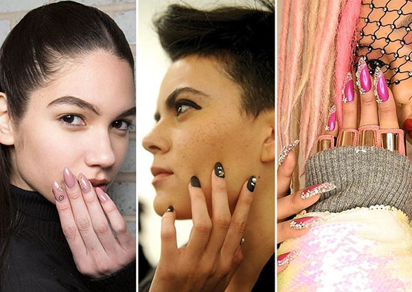 Glitter og Swarovski sten som en tendens til vinter manicure 2016-2017