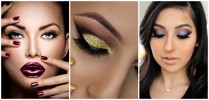 Smuk makeup til nytår 2017 Cock for blå, grønne og brune øjne - trin for trin foto og video lektioner