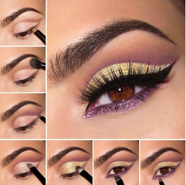 Smuk makeup til nytår 2017 Cock for blå, grønne og brune øjne - trin for trin foto og video lektioner