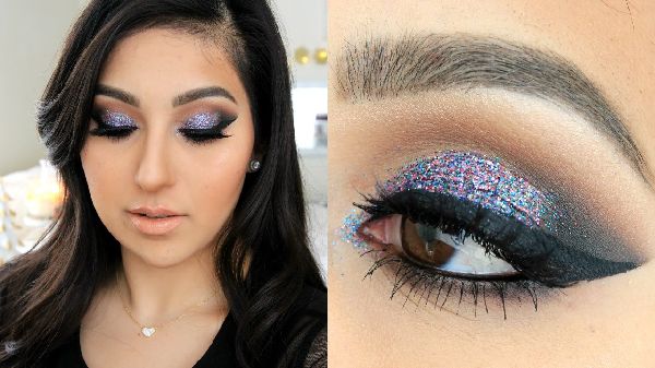 Smuk makeup til nytår 2017 Cock for blå, grønne og brune øjne - trin for trin foto og video lektioner
