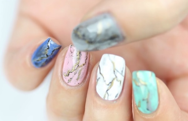Marmor manicure med gel-lak