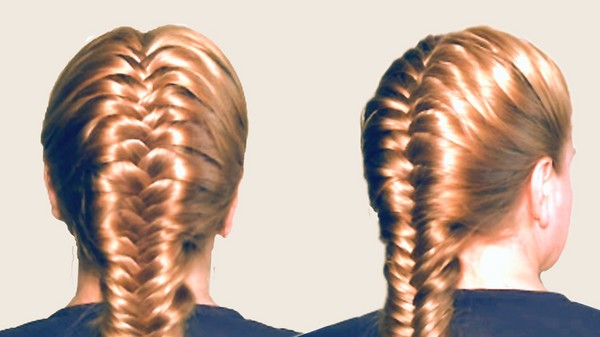 Braid fletning på medium hår med et billede
