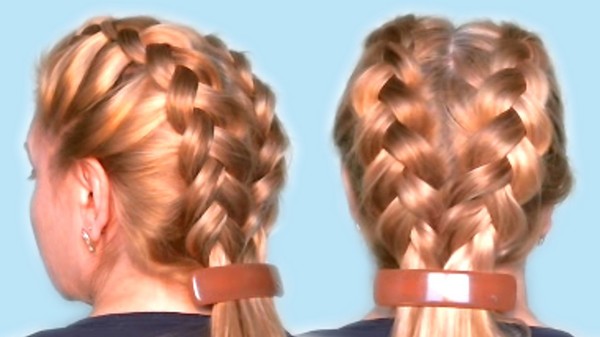 Braid fletning på medium hår med et billede