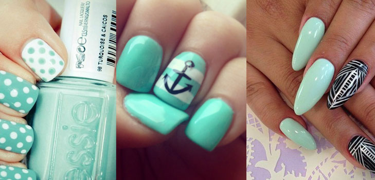 Stilfuld og frisk manicure 2015: Negle af mint farve, foto