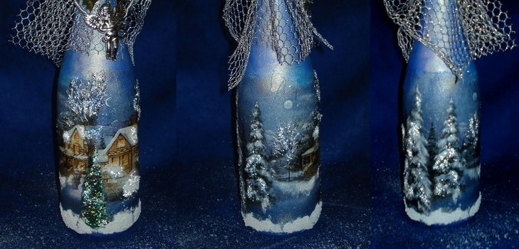 Decoupage af champagne til nytår
