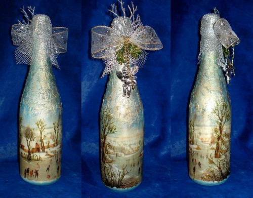 Decoupage af champagne til nytår