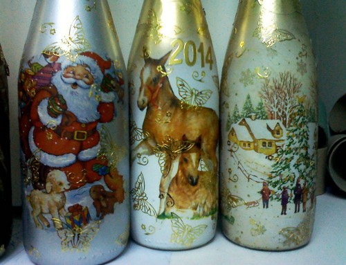 Decoupage af champagne til nytår