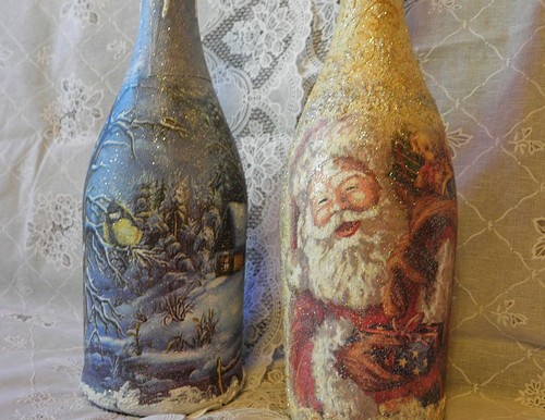 Decoupage af champagne til nytår