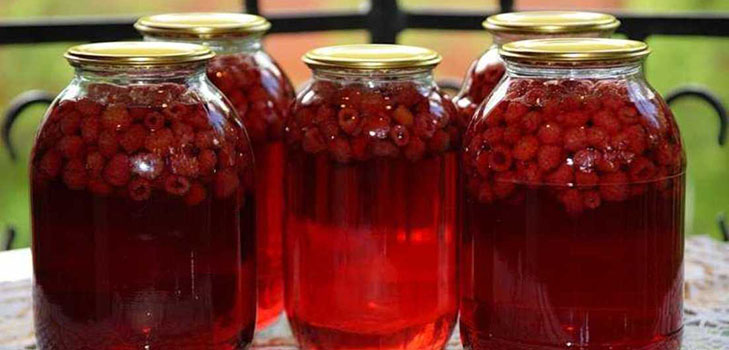 Delicious compote af hindbær til vinteren