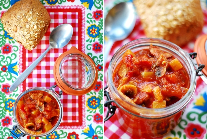 Lecho af bulgarsk peber med tomatpuré til vinter - fotopskrift
