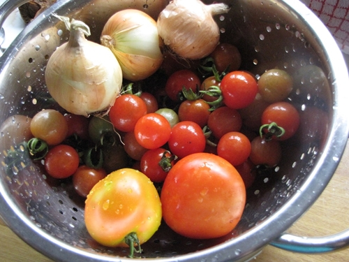 Tomater kiler til vinteren med løg - foto recept blanks
