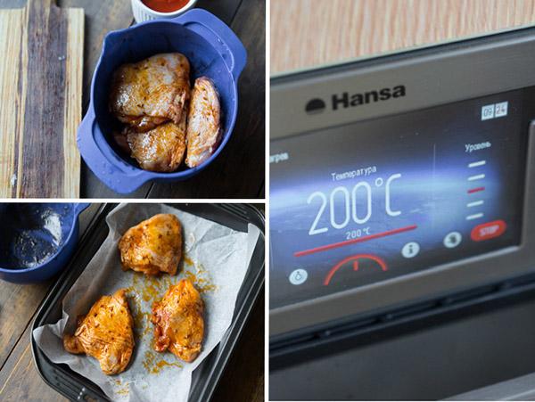 En simpel kyllingrecept i en marinade med en grøntsagsgarnering