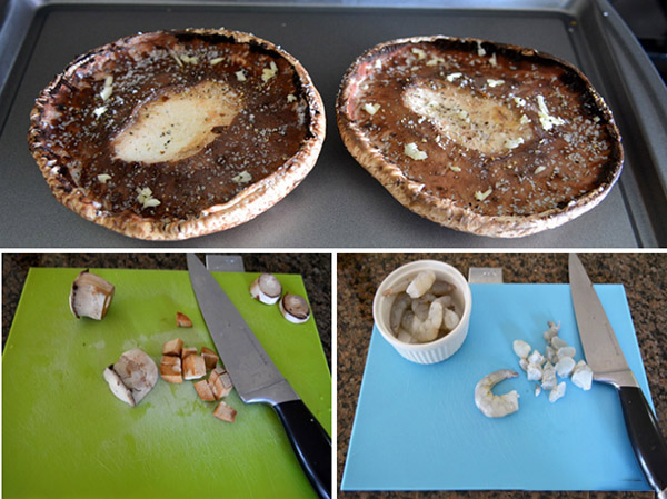 Grillet mushroom med tomat og rejer stuffing, lækker opskrift