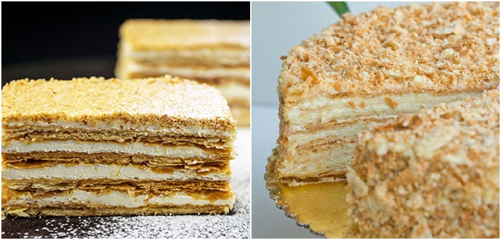 Kage "Napoleon", opskrifter med et foto derhjemme: klassisk (sovjetisk), med vanilje, med kondenseret mælk, fra puffekager