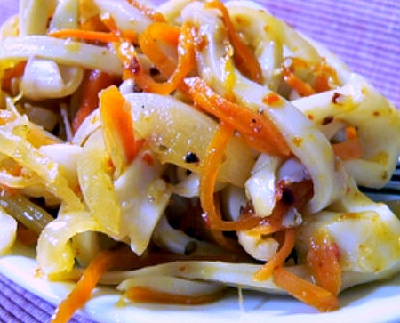 Lenten bord dekoration - blæksprutte salat